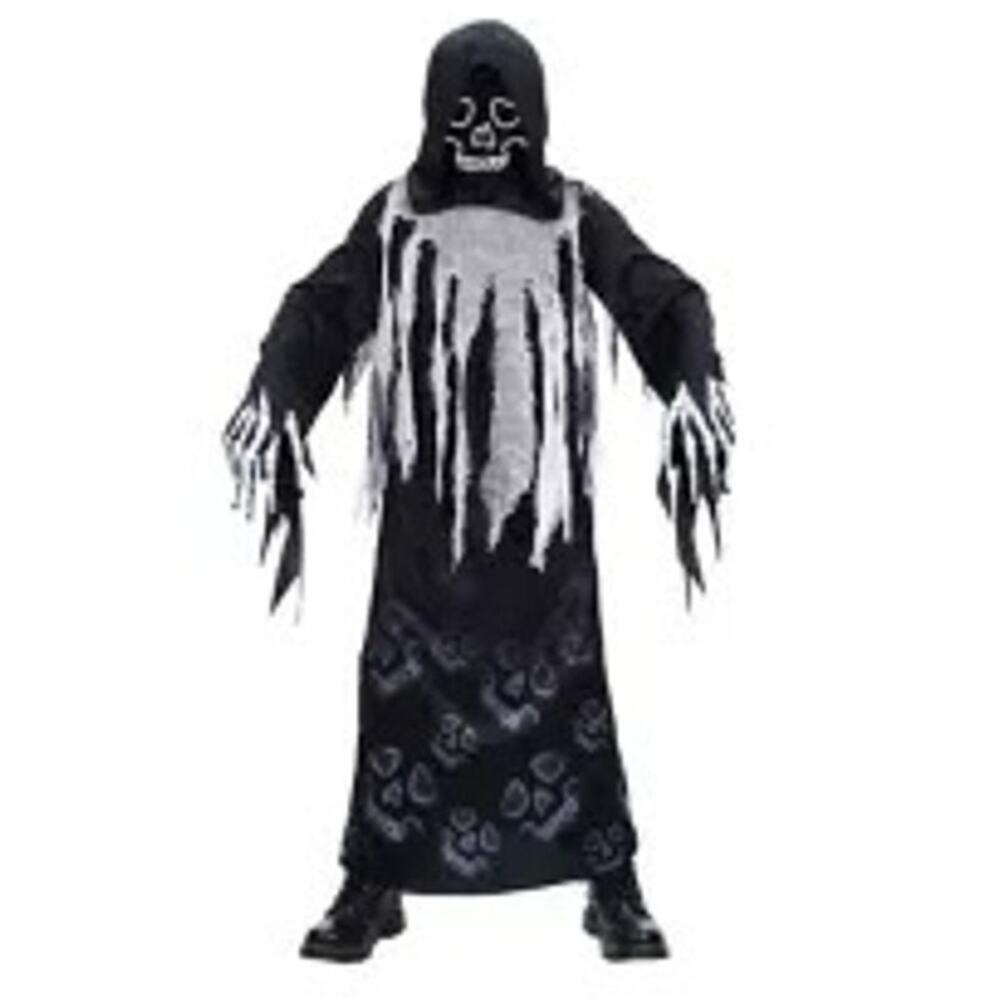 SPIRIT HALLOWEEN EL WIRE GRIM REAPER COSTUME FLASHING LIGHT UP MASK - CHILD L
